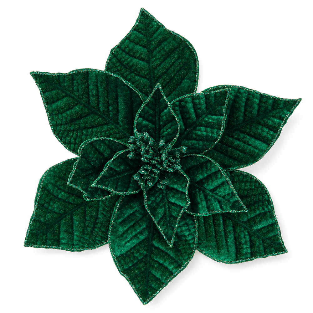Dark Green Elegant Embossed Poinsettia Clip