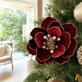 Burgundy Deluxe Jewel Magnolia Clip styled in an Australian Christmas setting