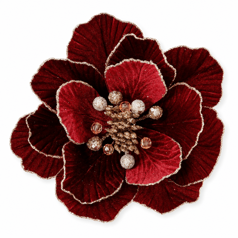 Burgundy Deluxe Jewel Magnolia Clip