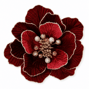 Burgundy Deluxe Jewel Magnolia Clip