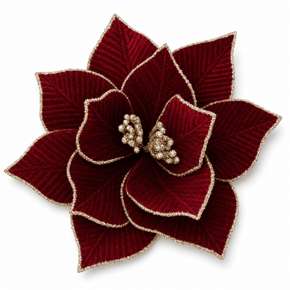 Burgundy Luxe Poinsettia Clip