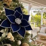 Navy Luxe Poinsettia Clip