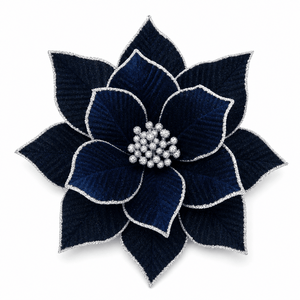Navy Luxe Poinsettia Clip