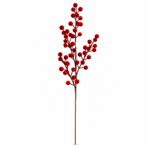 Burgandy Flocked Berry Spray (43cm)