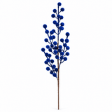 Blue Flocked Berry Spray (43cm)