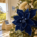 Navy Romantic Poinsettia Clip