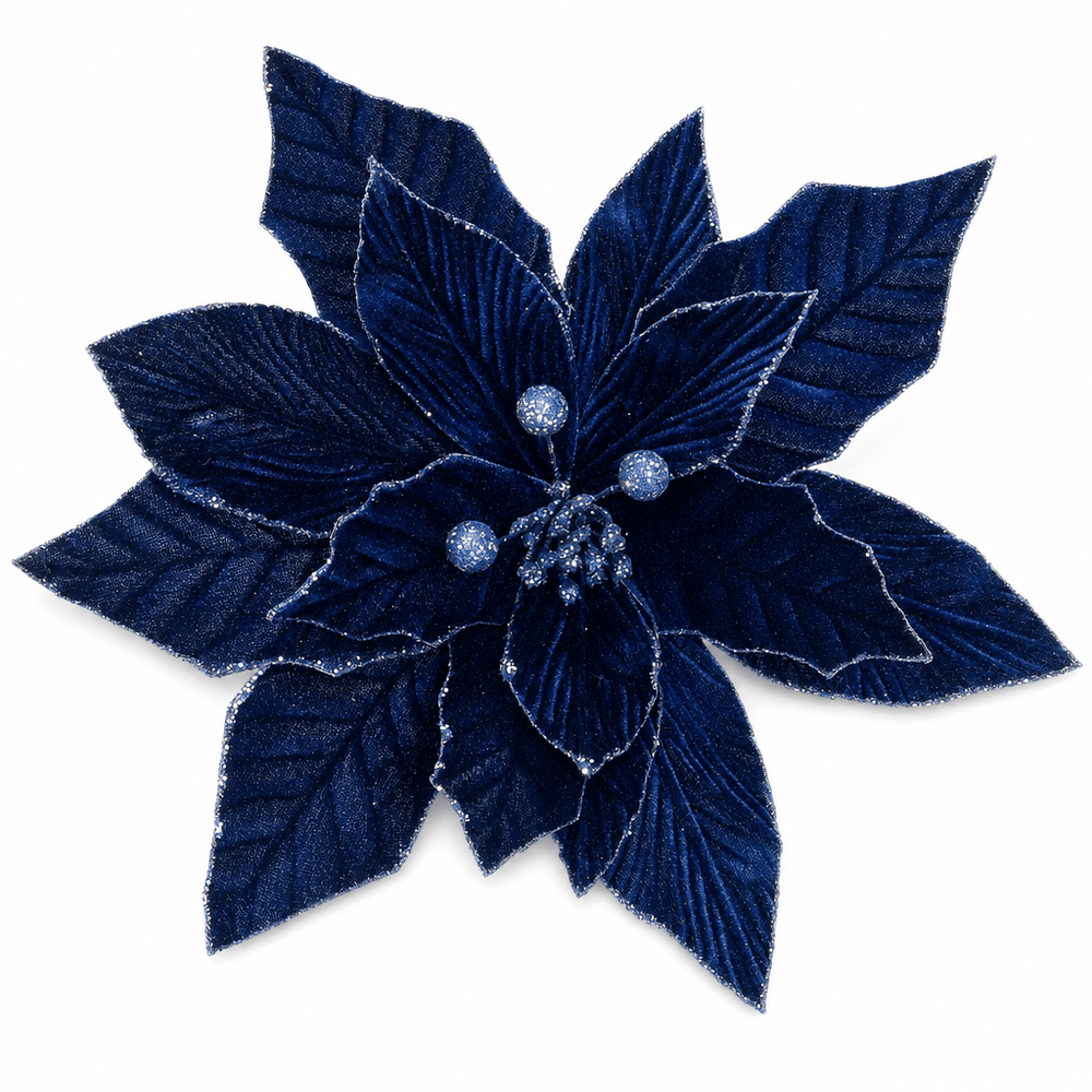 Navy Romantic Poinsettia Clip