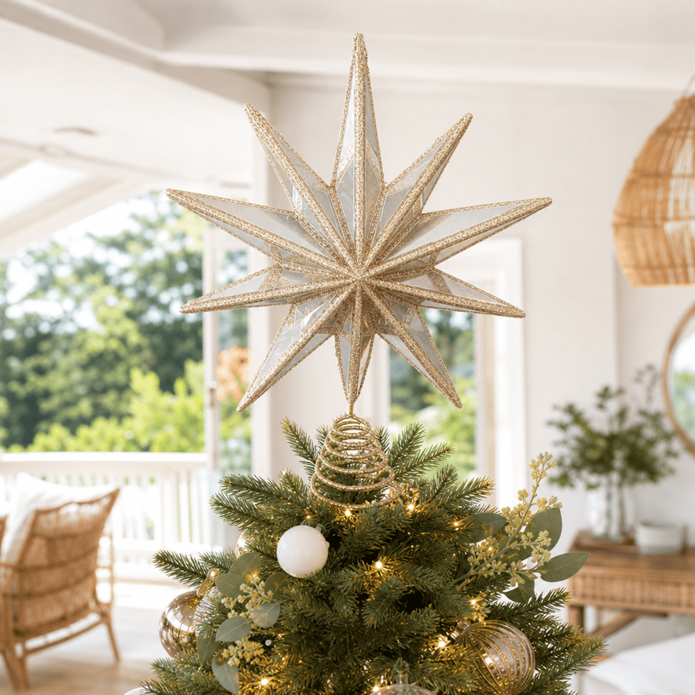 Champagne Mirrored Star Tree Topper