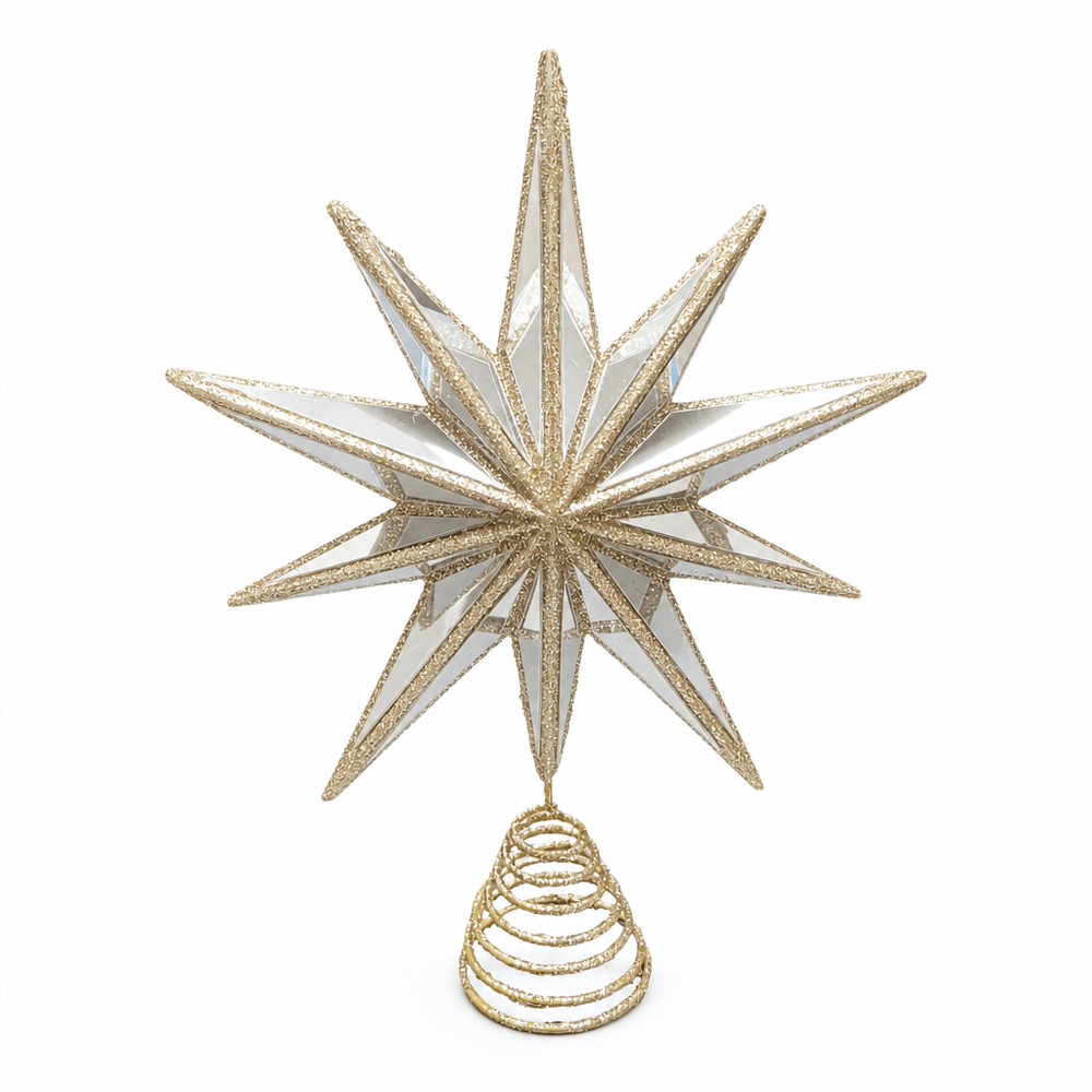 Champagne Mirrored Star Tree Topper