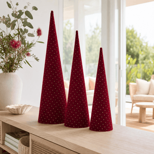 Velvet Cone Tree Burgundy (3pc)