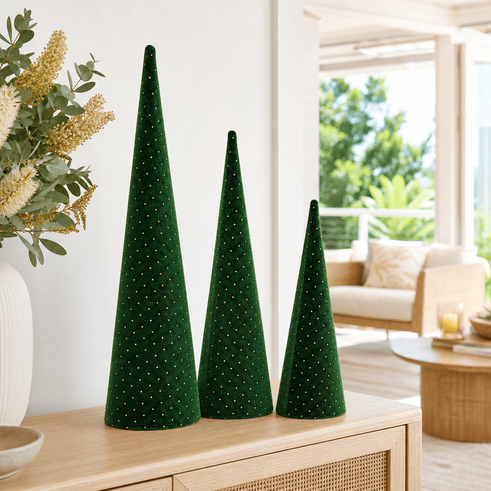 Velvet Cone Tree Green (3pc)