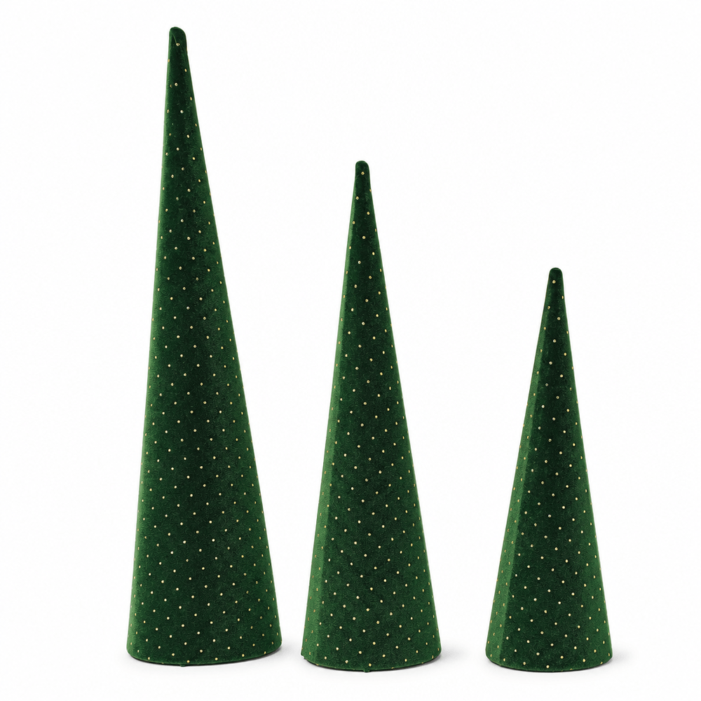 Velvet Cone Tree Green (3pc)