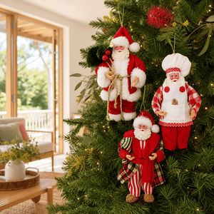 Santa Ornament styled in an Australian Christmas setting