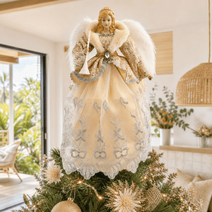 Divine Angel Tree Topper styled in an Australian Christmas setting