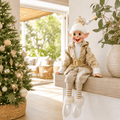 Hanging Poseable Elf styled in an Australian Christmas setting