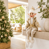 Hanging Poseable Elf styled in an Australian Christmas setting