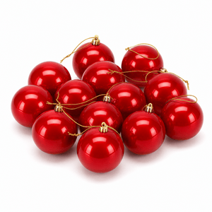 Red Pearl Baubles 12pk (8cm)
