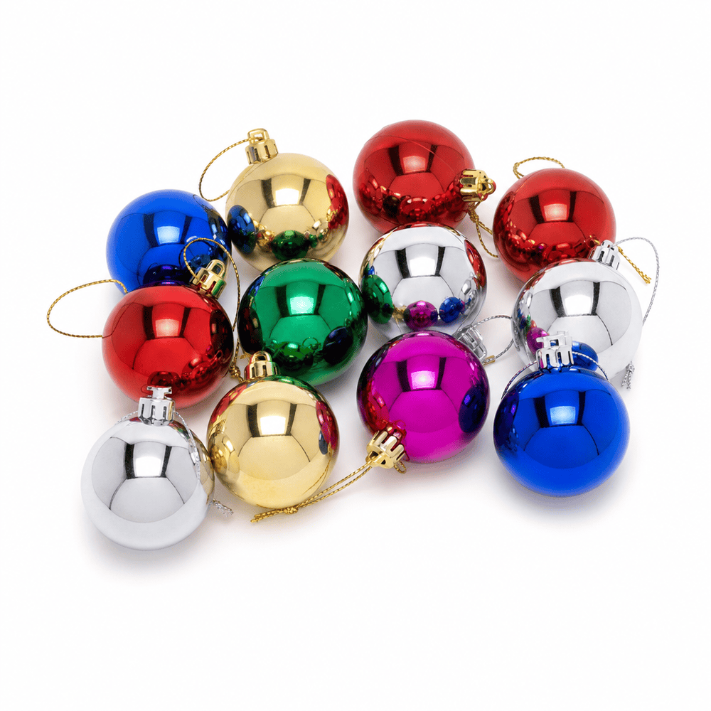 Multicolour Shiny Baubles 12pk (6cm)