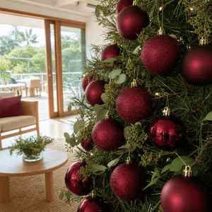 Burgundy Mix Baubles 9pk (6cm)