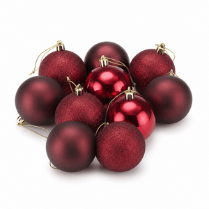 Burgundy Mix Baubles 9pk (6cm)
