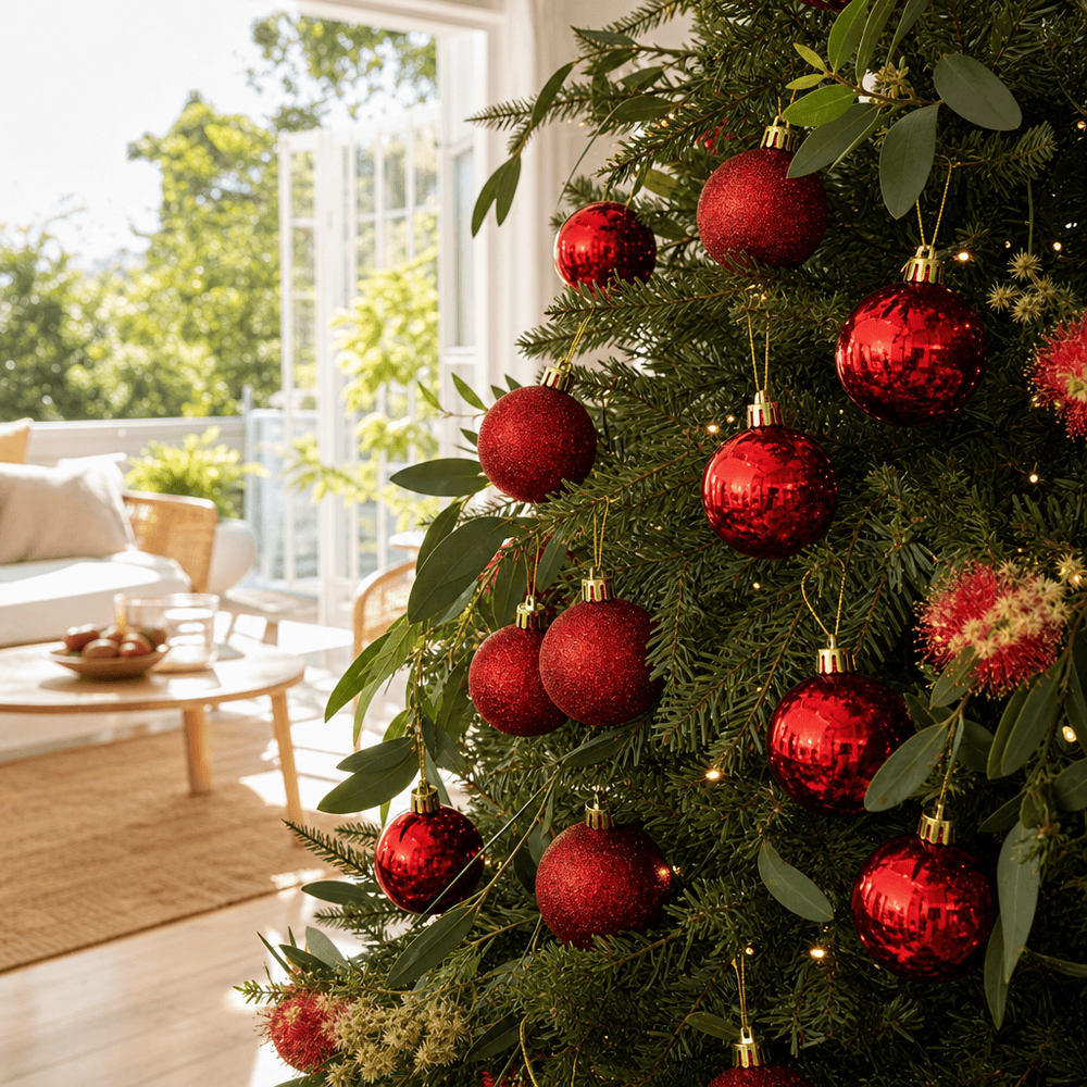 Red Mix Baubles 9pk (6cm)