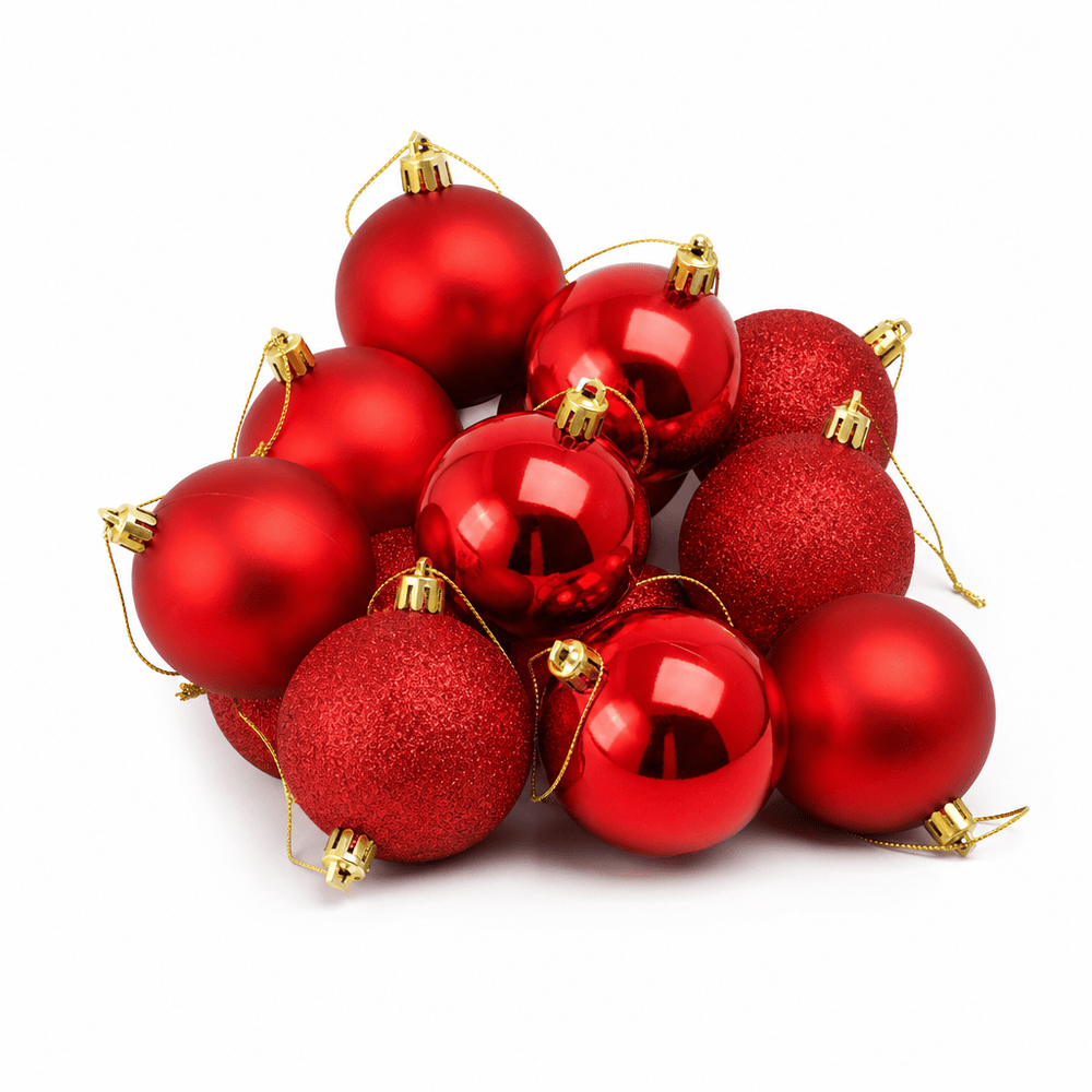 Red Mix Baubles 9pk (6cm)