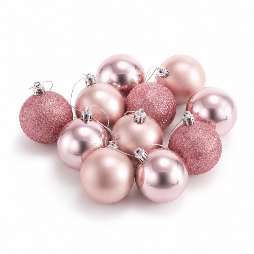 Pink Mix Baubles 9pk (6cm)