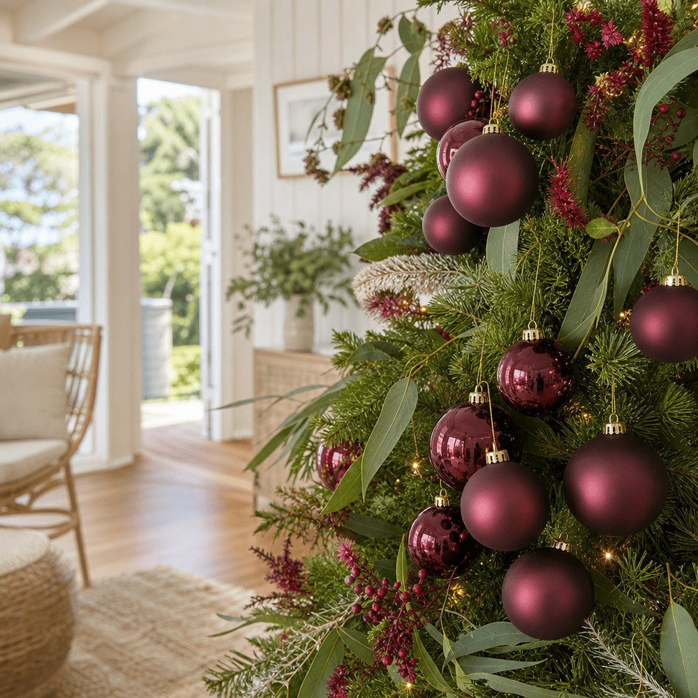 Burgundy Mix Baubles 24pk (3cm)