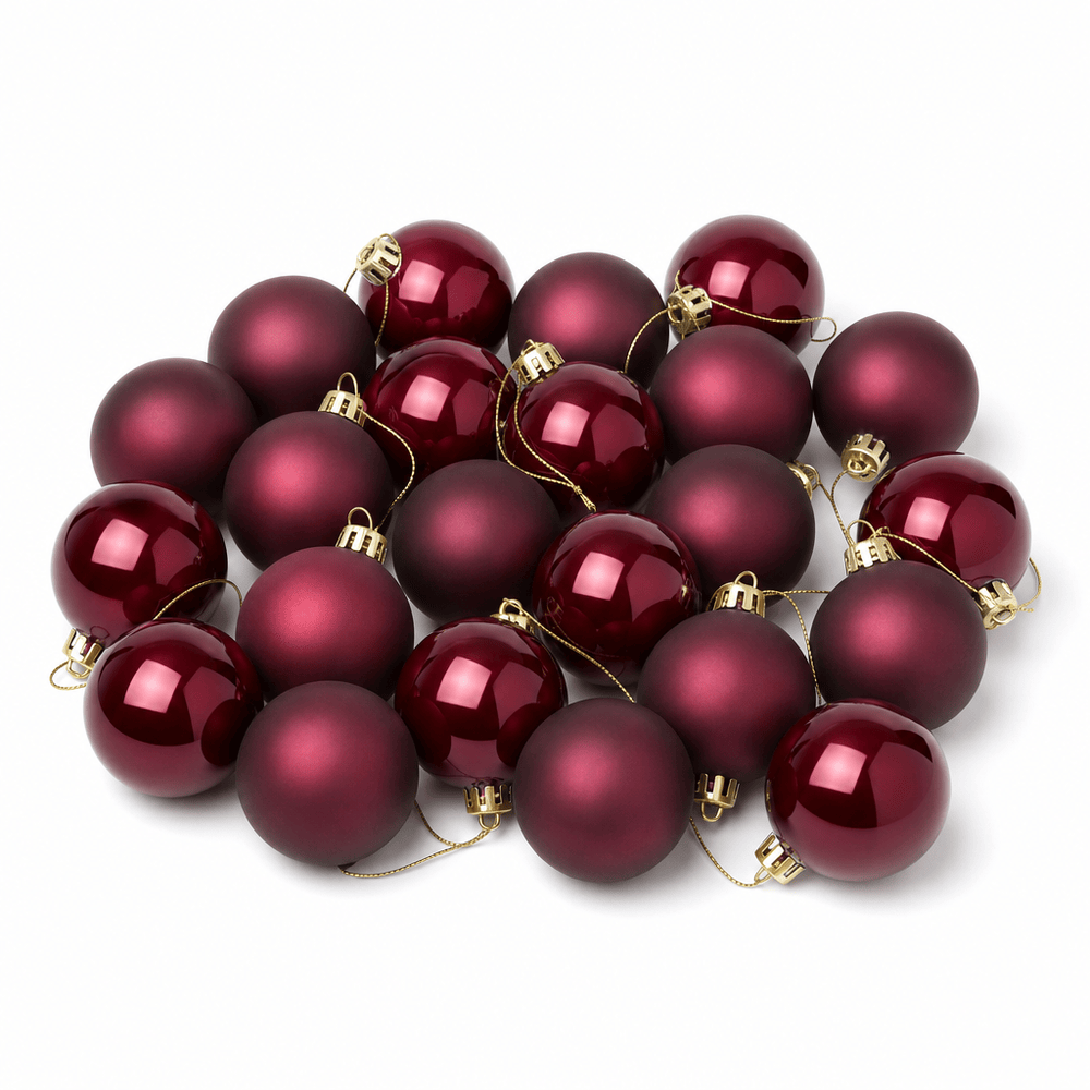 Burgundy Mix Baubles 24pk (3cm)