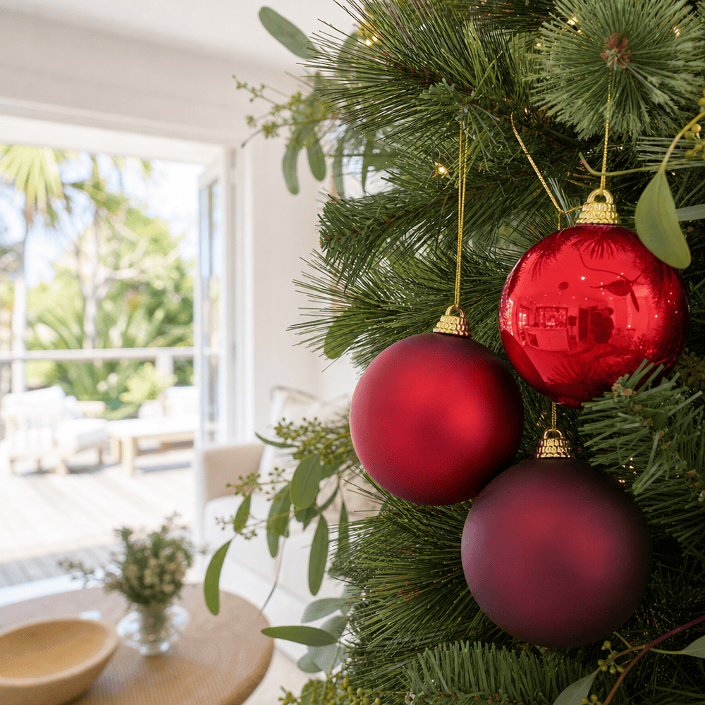 Burgundy Mix Baubles 3pk (10cm)