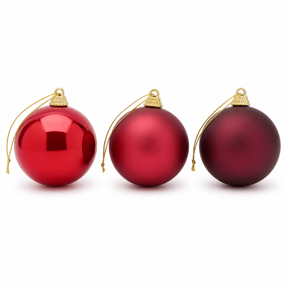 Burgundy Mix Baubles 3pk (10cm)
