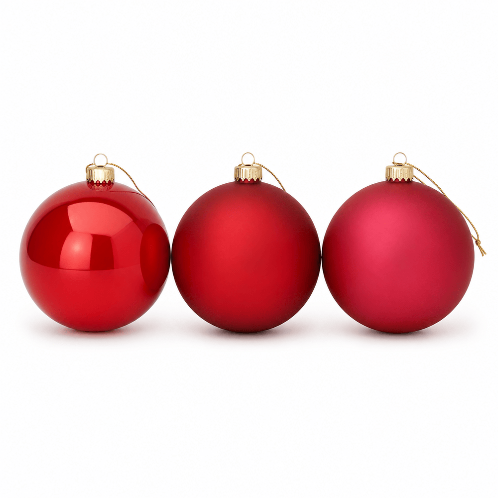 Red Mix Baubles 3pk (10cm)
