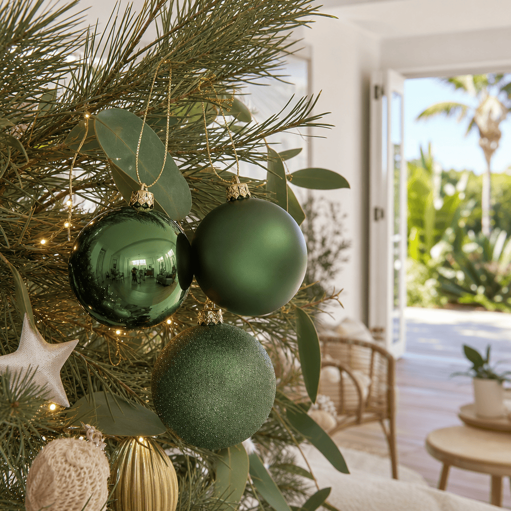 Green Mix Baubles 3pk (10cm)