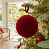 Flocked Bauble Burgundy (12cm)