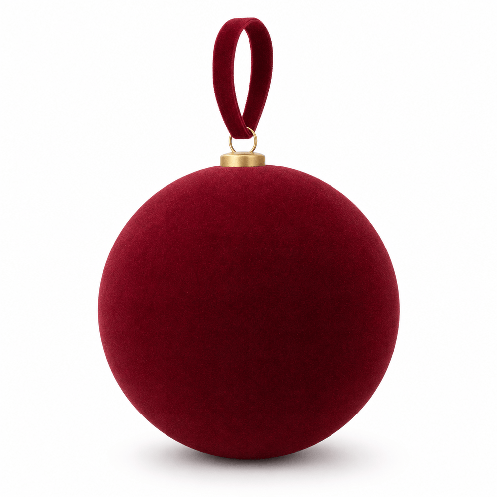 Flocked Bauble Burgundy (12cm)