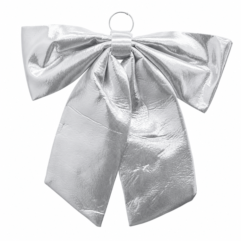 Silver Crinkle Large Bow