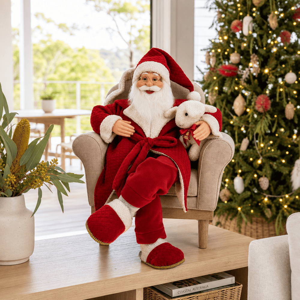 Musical Moving Santa in Armchair