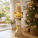 Animated King Nutcracker with Snow Globe (131cm)