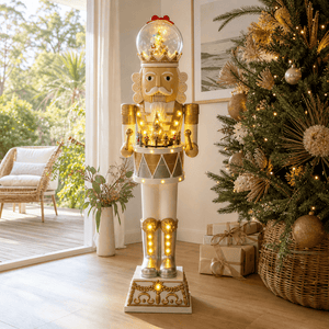Animated King Nutcracker with Snow Globe (131cm)