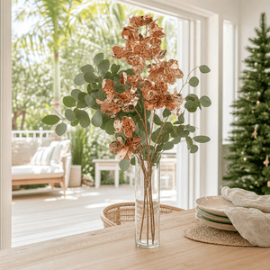 Copper Flower Cluster 4 Head Stem arranged in a glass vase