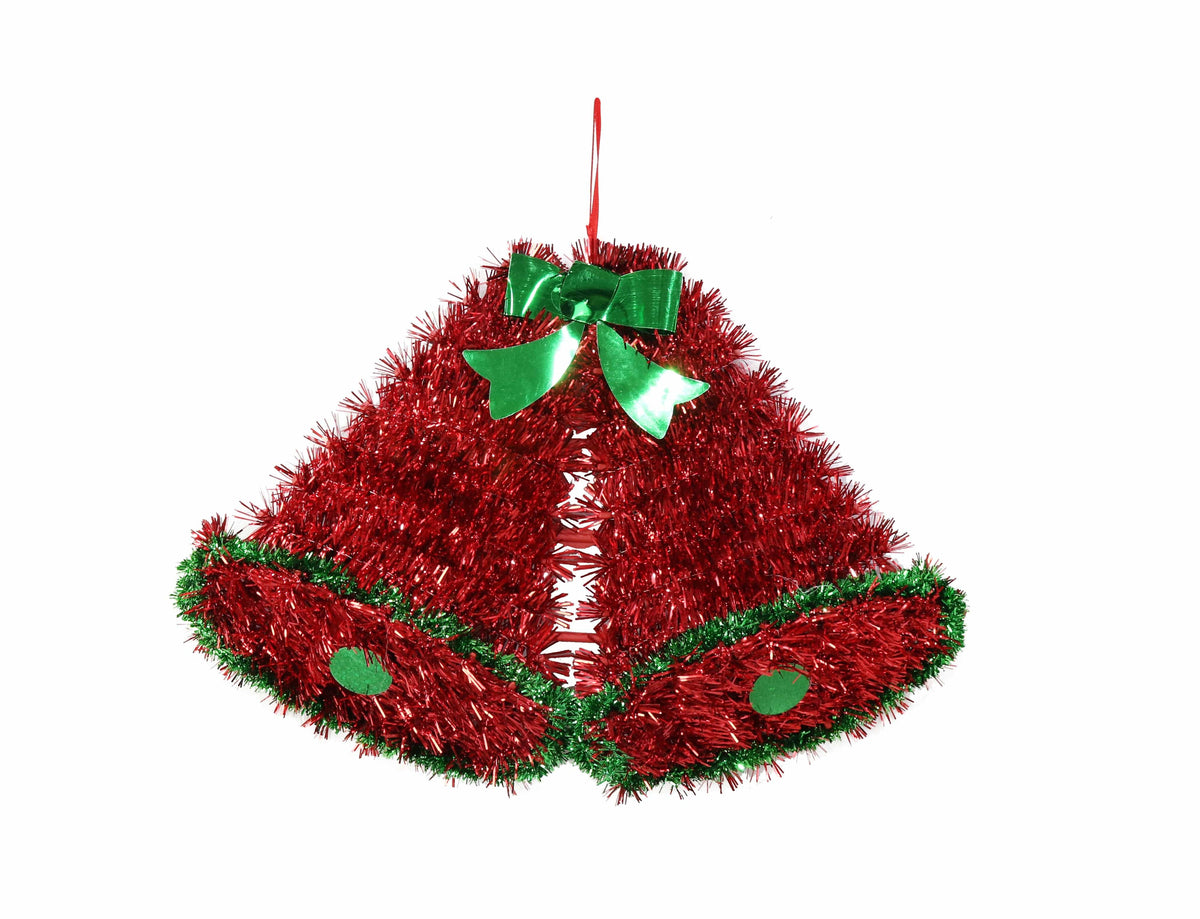 Tinsel Twin Bells Plaque Asst