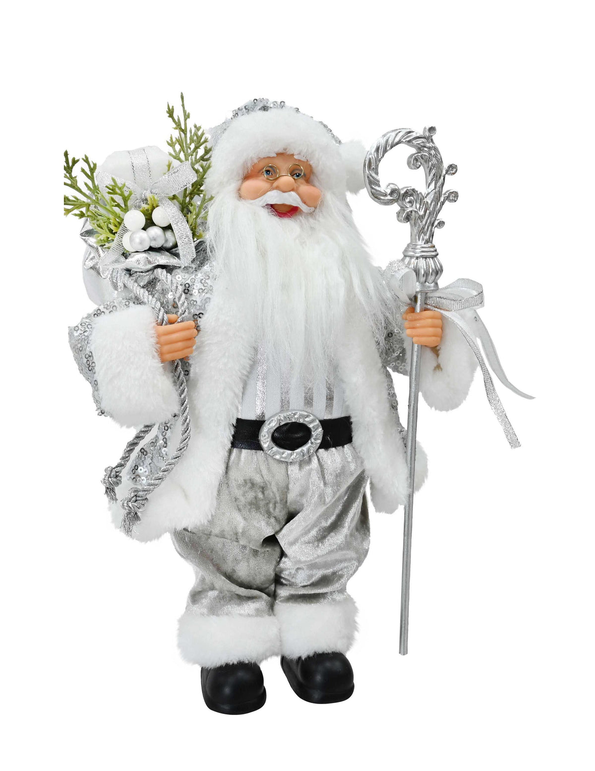 Metallic Velvet Santa Figurine 3 Asst (30cm)