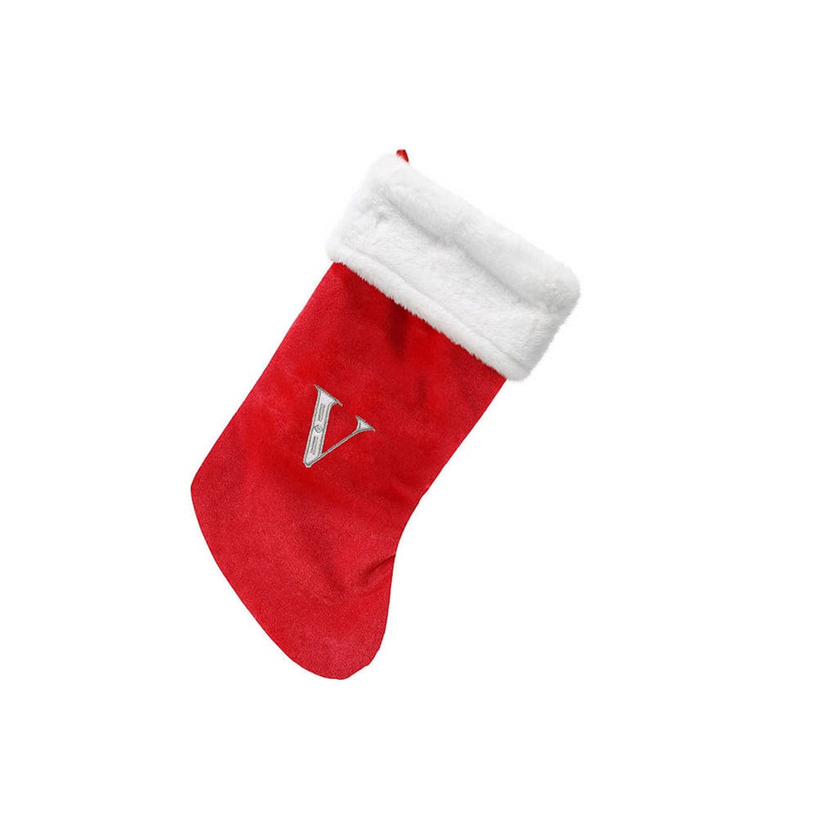 Personalised Red and Silver Initial Stocking (50cm)