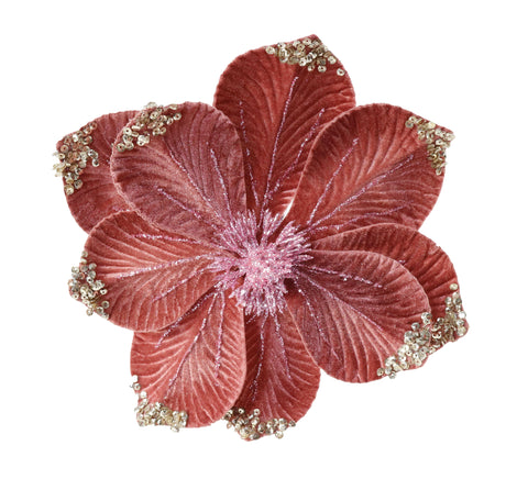Rose Gold Magnolia Velvet Clip (20cm)