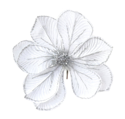 White Magnolia Velvet Clip (20cm)