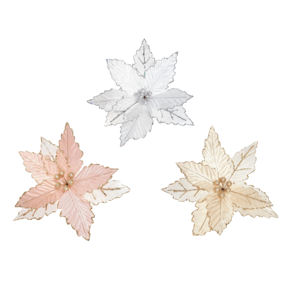 Blush Poinsettia Clip Asst