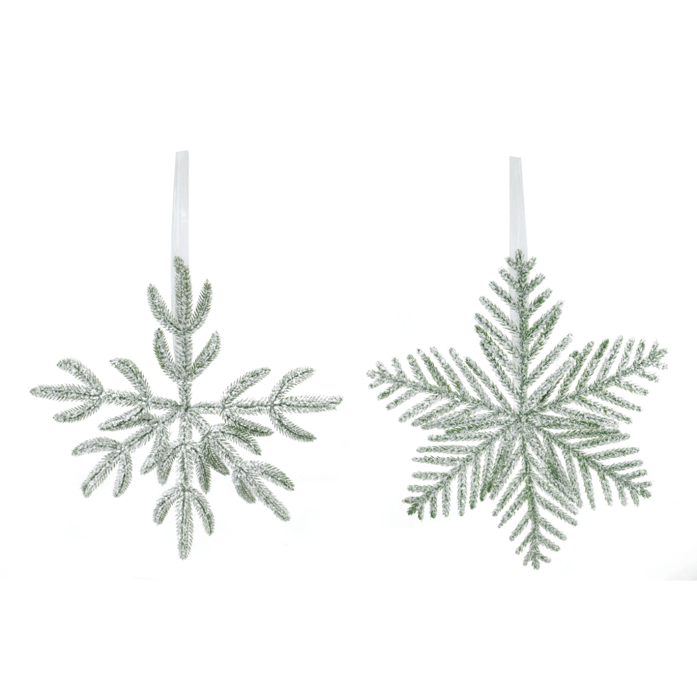 Hanging Icy Pine Snowflake Asst