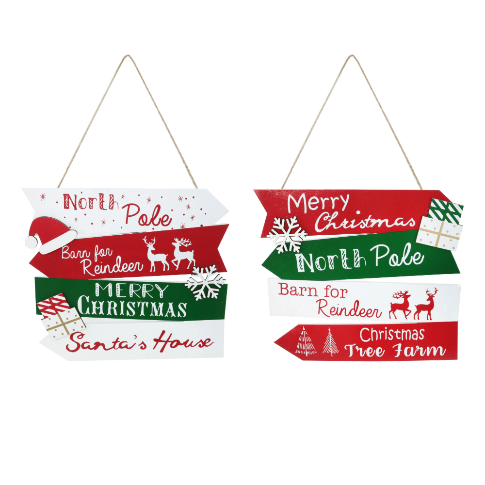 North Pole Wall Sign Asst
