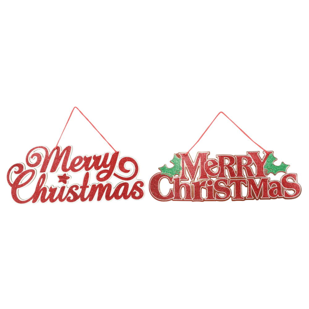 Hanging Merry Christmas Plaque Asst