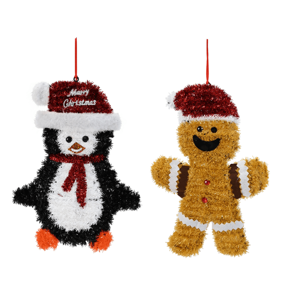 Tinsel Hanging Character Plaque Asst